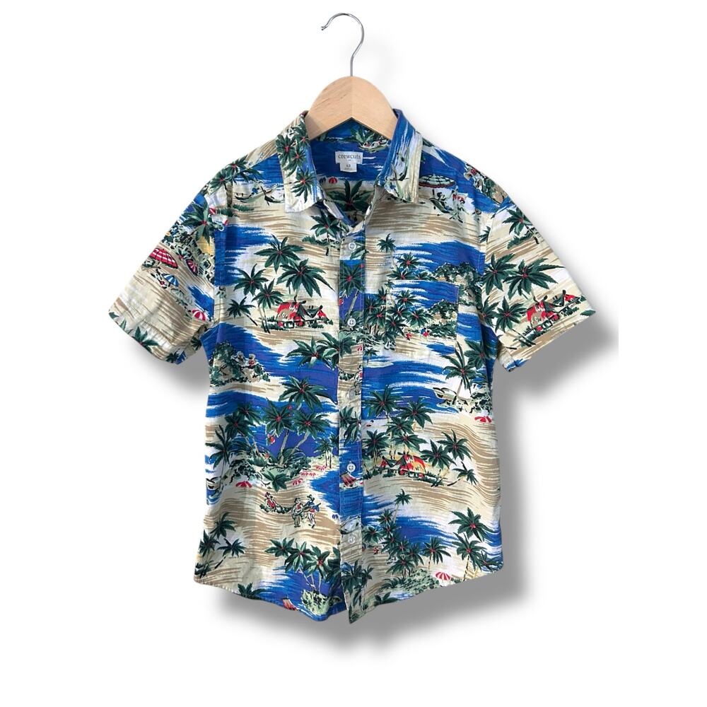 Crewcuts Blue Tropical Button Down Shirt
